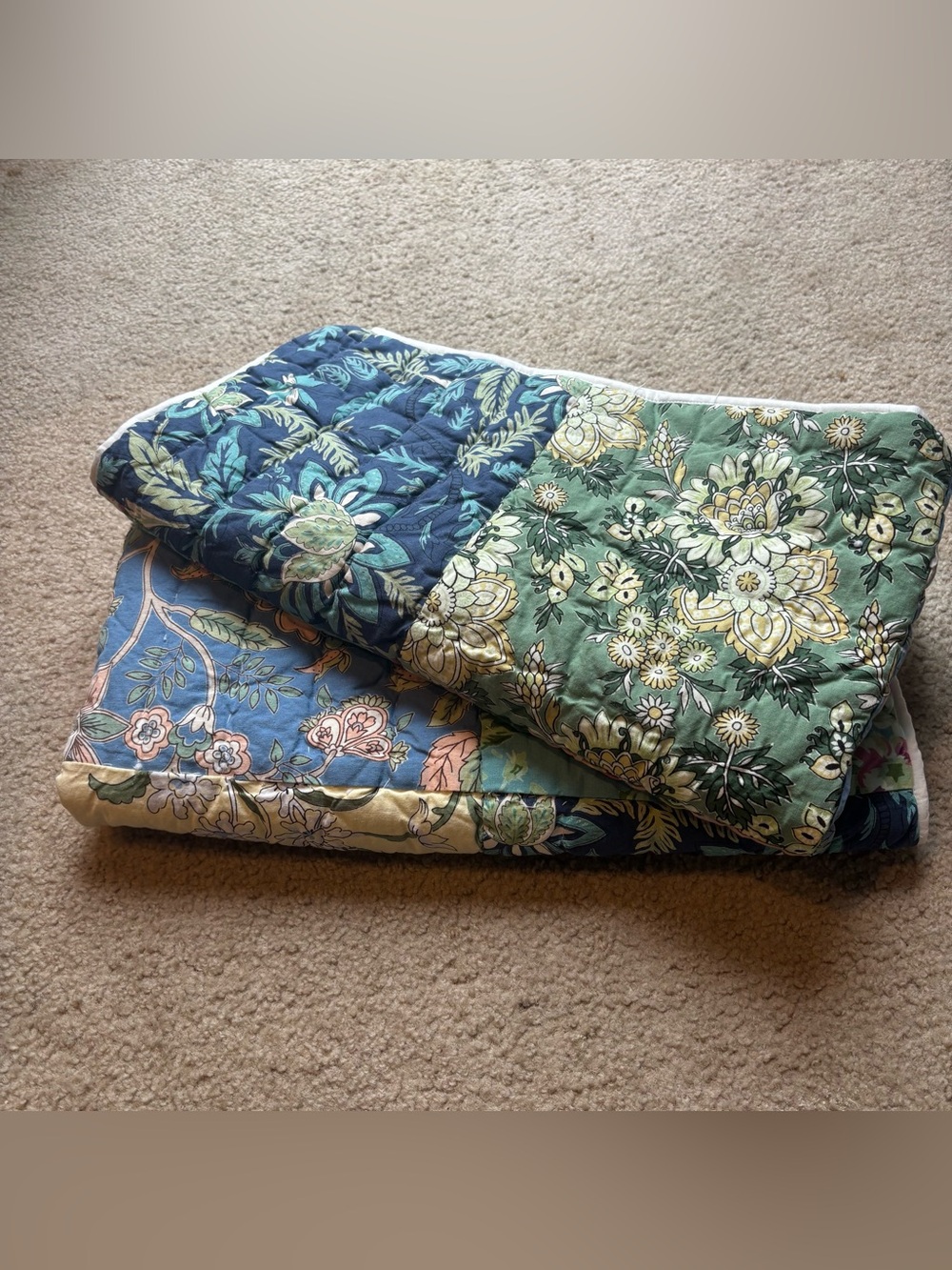 The Company Store King Size Quilted Cotton Shams Multicolor Floral Cottagecore